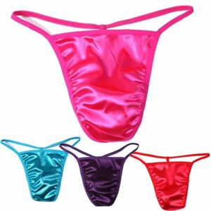 Men Sexy Silky Satin Bikini Briefs Panties Thong T-back Pouch G-string Underwear