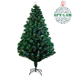 4/5/6/7ft Fiber Optic Christmas Tree Xmas Holiday Bushy Pine Decor Prelit Lights