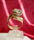 14K TWO TONED YELLOW WHITE GOLD TWISTED KNOT DIAMOND RING SIZE 6.75 UNIQUE