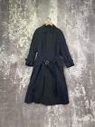 Burberrys London Trench Coat Full Body Black Belted Button Down Wool Size R38
