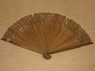 Vintage Roses On Leopard  Print Lace Folding Hand Fan Wood Spines