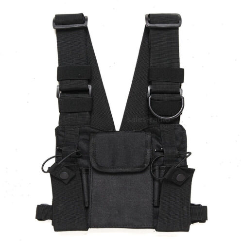 Radio Chest Harness Bag Front Pack Pouch Holster Vest Rig for Walkie Talkie