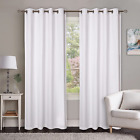 White Grommet Curtains 50x84 Inches - Set of 2, Textured Cotton Window Curtain P