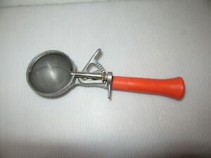 Vintage Bonny Prod NY Orange Handle Mechanical Ice Cream Scoop