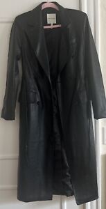 Avec Les Filles Faux Leather Trench Coat Black Anthropologie Xs New Without Tags