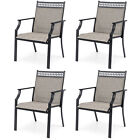 Heavy-duty Metal Frame Dining Chairs Set of 4 All Weather Outdoor Chairs Coffee