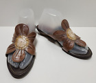 Pikolonos Naturally Good Thong Sandals with Leather Flower Design Size 38/7.5