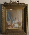 Antique 1800s France Small OIL PAINTING  Bedroom Scene No Reserve