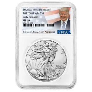 2022 (W) $1 American Silver Eagle NGC MS69 ER Trump Label