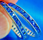 Antique French cut Sapphire Wedding Band Deco Platinum Eternity Anniversary Ring
