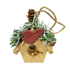 New ListingVintage Folk Art Wooden Bird House Christmas Tree Ornament 4 x 3