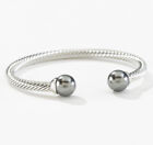 💎Touchstone Crystal Bracelet Cuff Grey Pearl Rhodium 2 1/2” New ￼Condition