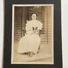 Antique Cabinet Card Photograph Beautiful Young Woman Teen Papillon Small Dog
