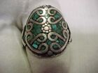VINTAGE SILVER & TURQUOISE INLAYED RING