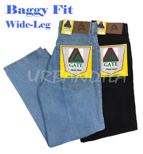 Men's Baggy Fit Jeans High Waist Wide Leg Loose Denim Pants Size 28-42 LA GATE
