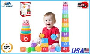 Stacking Cups Baby Toys 6 10 12 18 Months,Montessori Toys for 1 Year Old Toddler