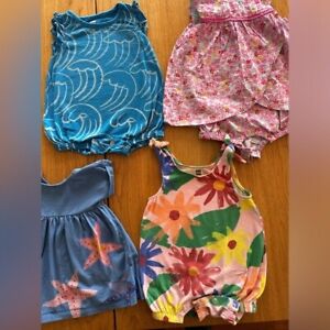Tea Collection Bundle 4 Baby Rompers Baby Dress Tea Collection one piece 9-12 mo
