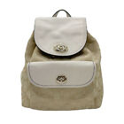 Auth COACH Signature Backpack Beige/Off White Canvas/Leather/Goldtone - z0612