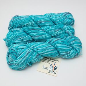 Cashmere Yarn Blend, Turquoise Blue Hand Dyed Cashmere for Crochet and Knitting