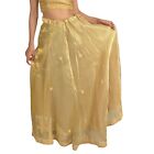 Sanskriti Vintage Long Wedding Skirt Art Silk Golden Handmade Stitched Lehenga