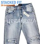Men's Stacked Fit Raw Edge Distressed Denim Jeans DL1483