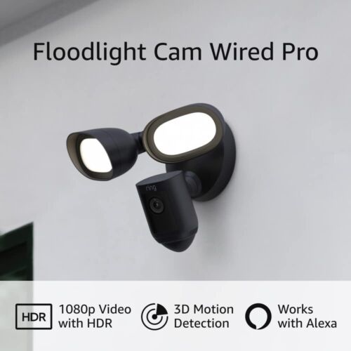 NEW Ring Floodlight Cam Wired Pro Bird Eye View 3D Detection LATEST MODEL CAMERA