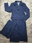 Sag Harbor Women's Suit Set Size 8 Jacket Pants Skirt Blue Professional EUC