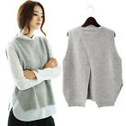 Womens Winter Pullover Sweater Vest Cashmere Blend Pullover Slit Waistcoat Chic