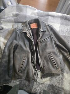 Levis Distressed Genuine Leather Vintage Motorcycle Jacket Size M