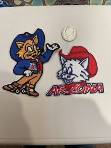 (2) Arizona Wildcats Vintage Embroidered Iron On Patches Patch Lot 3.5” & 3”