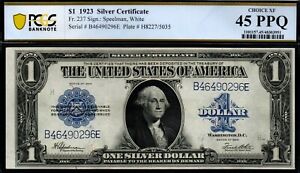 1923 $1 CHOICE PCGS XF 45 PPQ, CRISP BEAUTIFUL Large Size Silver Certificate!
