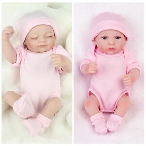 New Listing10'' Reborn Dolls Adorable Girl Twins Newborn Baby Doll Full Body Vinyl Silicone