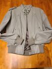 ETIENNE AIGNER Vtg 70s Cafe Racer Leather Motorcycle Jacket Gray Womens Size 6