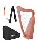 15-String Lyre Harp Wooden 22” Height String Instrument Bag, Strap & Wrench