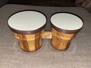 First Act Wood Bongo Drums Percussion Instrument Bongos Sat On Shelf 7”&6”