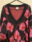 Cabi Women’s Rococo #4102 Floral Print Sweater Black Pink Peony Relaxed Sz Large