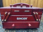 Singer Small Wooden Accordion Style Sewing Chest Storage Box & Thread Vintage