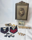 Vtg US Coast Guard Lot Pins Patches ID Card Photograph Uniform Buttons Military