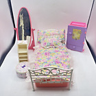 Vintage Barbie Doll Furniture 1992 Pink Bed And Bedding Stacie Locker Mirror