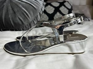 BCBG MAX AZRIA Silver Mirror Wedge sandals 9 39 New!
