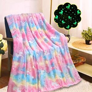 Glow in The Dark Blanket Unicorns Gifts for Girls | Toys for 3 4 5 6 7 8 9+ Y...