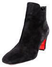 CHRISTIAN LOUBOUTIN Black Suede Square Toe TIAGADA 70 Mid Heel Ankle Boots 39
