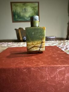 Antique Chinese Enameled on Copper  Hand Painted Jade Snuff Bottle