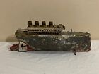 Antique Carette Four Stack Ocean Liner Large Tin Wind-up Toy Ship ai-15