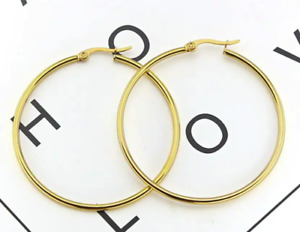Stainless Steel Gold Rose Gold Black Silver Simple Round Hoop Earrings 10-70mm