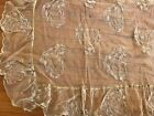 antique lace netted embroidered Feather design bedspread bed cover gold /stains