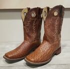 Smoky Mountain Men's Ostrich Quill Square Toe Cowboy Boots Brown Sz 11 D 4048