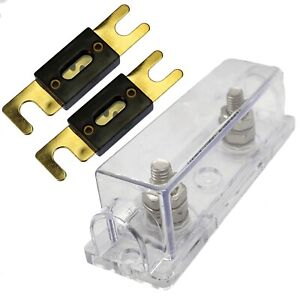 1/0/4/8 Gauge ANL Fuse Holder with 2 Pack Gold Plated 300 Amp ANL Fuse