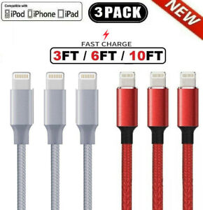 3 Pack Fast Charger USB Cable For iPhone 7 8Plus iPhone 8 11 12 13 14 Pro Max XR