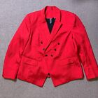 Vintage Blazer Women XL Red Polyester Double Breasted Jacket Lined MK